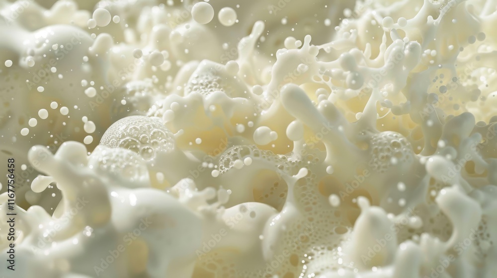 Foam bubbles and splashes create dynamic textures in a lively display Foam bubbles and splashes create dynamic textures in a lively display