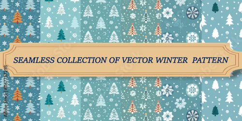 Winter, Cold, and Frozen Pattern Designs: Seamless, Geometric, and Abstract Vector Patterns for Seasonal Art and Textures