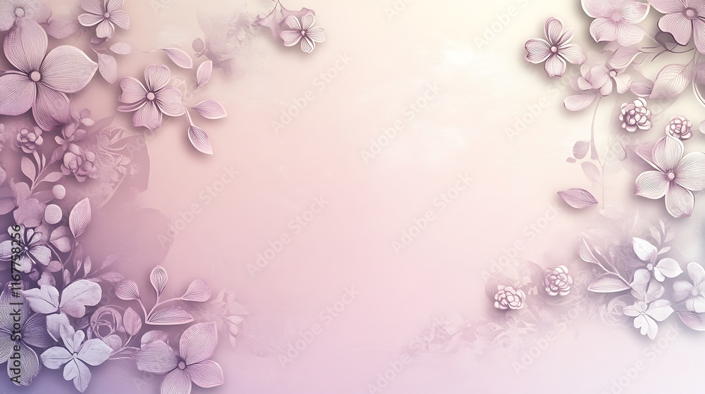 Delicate Pastel Flowers Frame a Soft Background Delicate Pastel Flowers Frame a Soft Background