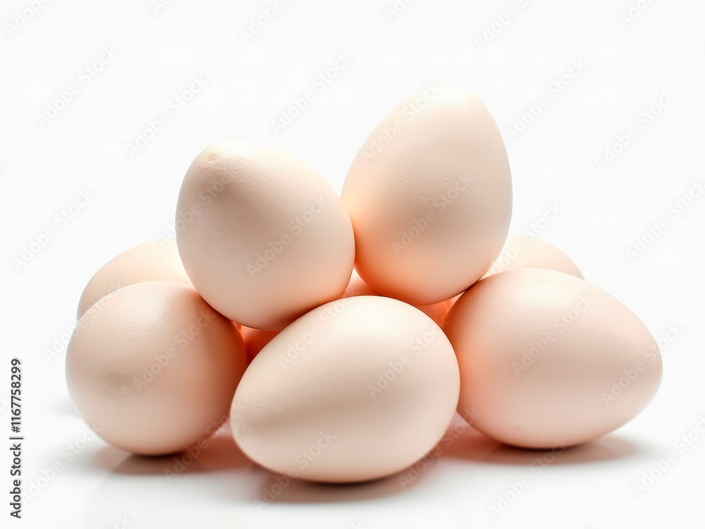 Image of a stacked collection of chicken eggs with varying shades of brown and white, set against a neutral background Bright lighting highlights the textures and subtle color var - Generative AI Image of a stacked collection of chicken eggs with varying shades of brown and white, set against a neutral background Bright lighting highlights the textures and subtle color var - Generative AI