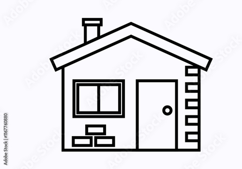 Icono negro de casa rural en fondo blanco