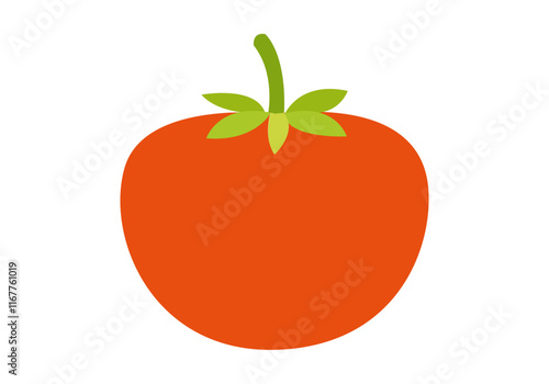 Tomate rojo con hojas de la huerta