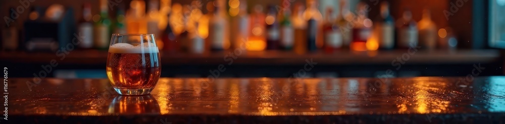 Dark bar scene reflected in wooden table top, abstract blur effect , reflection, nightlife Dark bar scene reflected in wooden table top, abstract blur effect , reflection, nightlife