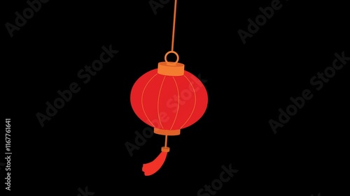 red Chinese lantern animation without background