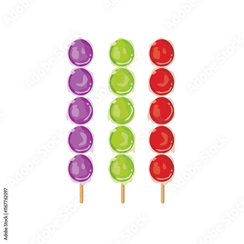 Vector illustration of grapes Tanghulu. Chinese street food candy fruit