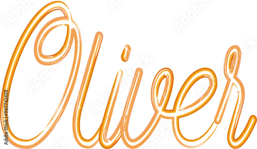 Oliver - orange gold color - name written - neon - ideal for websites, presentations, greetings, banners, cards, t-shirt, sweatshirt, prints, cricut, silhouette, sublimation , sign, styl
