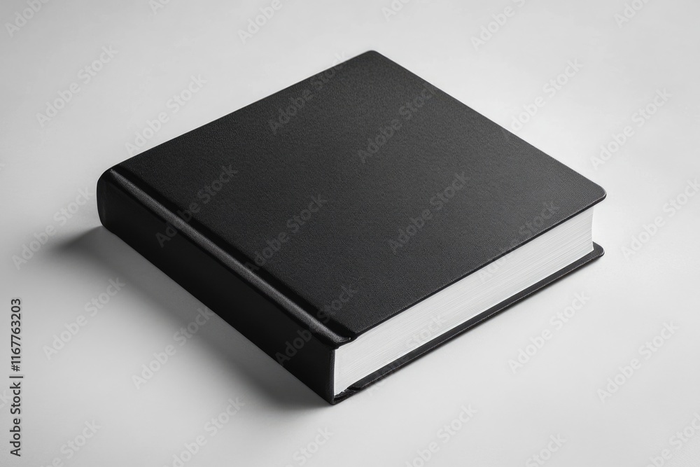 Minimalist Closed Dark Notebook on Clean White Surface - A Template for Blank Book Designs Minimalist Closed Dark Notebook on Clean White Surface - A Template for Blank Book Designs