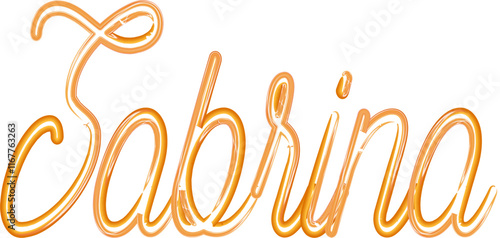 Sabrina  - orange gold color - name written - neon -  ideal for websites, presentations, greetings, banners, cards, t-shirt, sweatshirt, prints, cricut, silhouette, sublimation 
, sign, styl