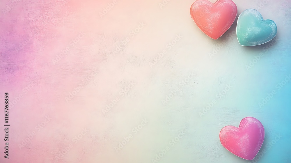 Fototapeta premium Pastel Hearts on a Textured Background