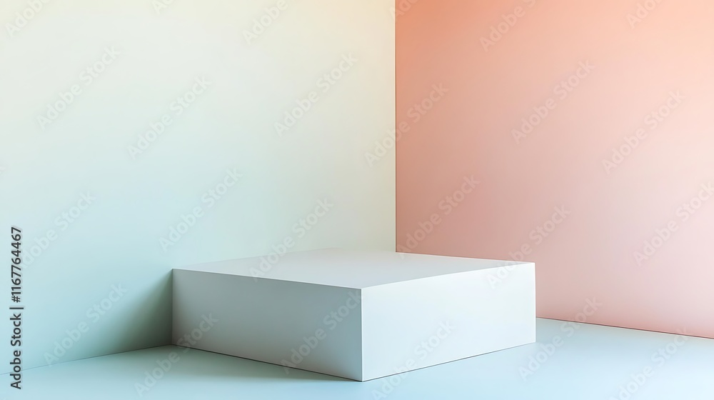 White Cube Display Pastel Walls Background White Cube Display Pastel Walls Background