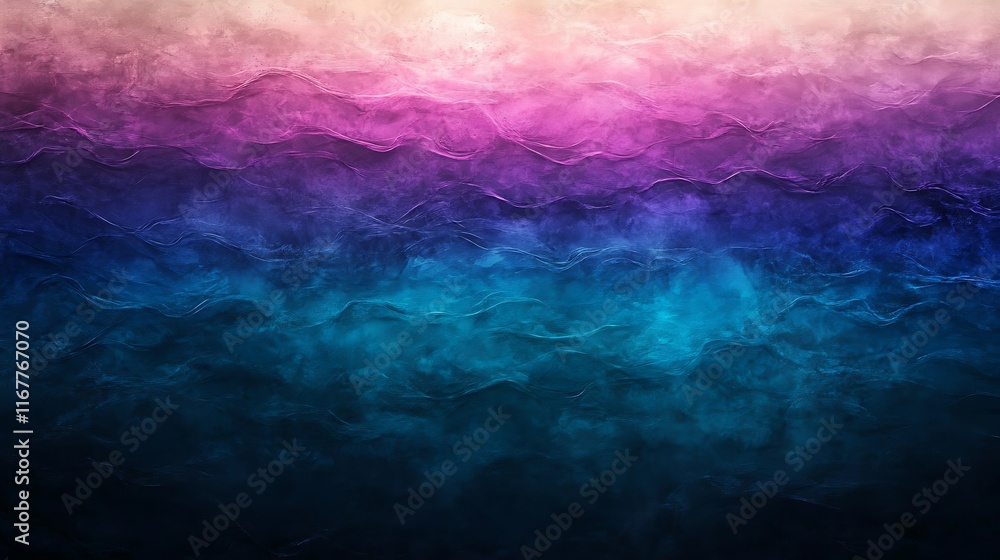 Fototapeta premium glowing teal, purple, and blue gradient waves over a dark textured backdrop 