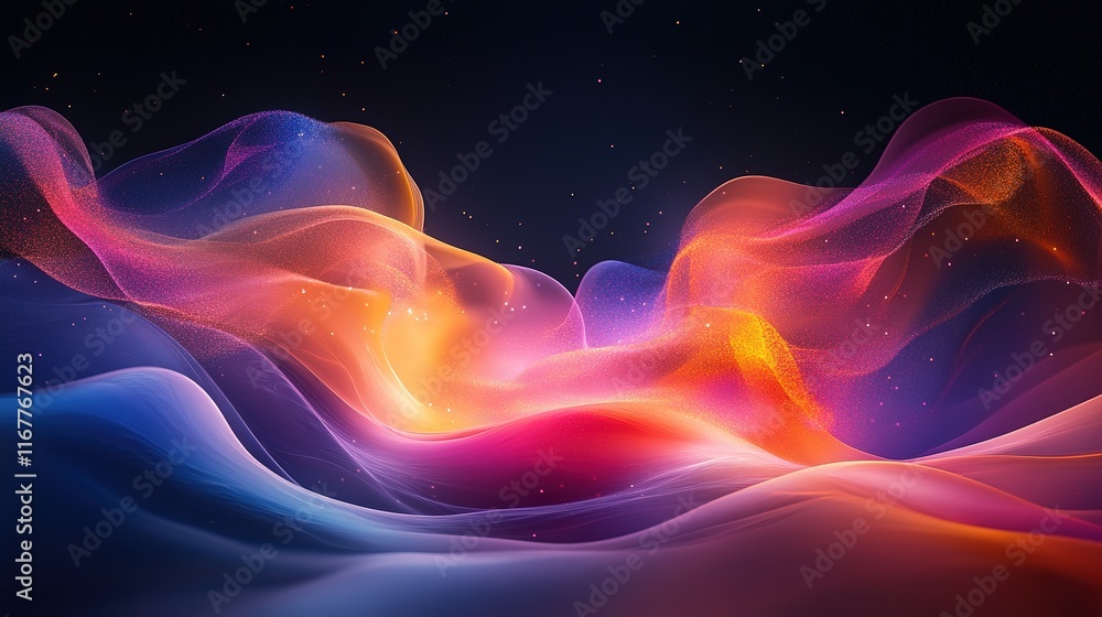 Obraz premium Vibrant abstract light waves digital art colorful background design creative environment eye-catching concept