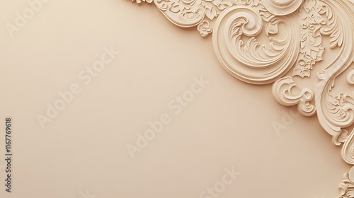 Elegant Beige Ornate Corner Design Element