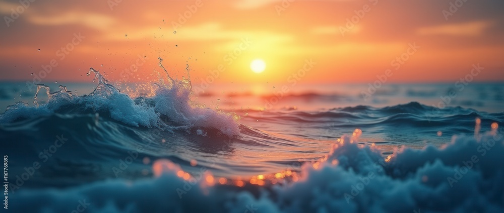 Fototapeta premium Sunset Over The Sea Wave Gradient Effect