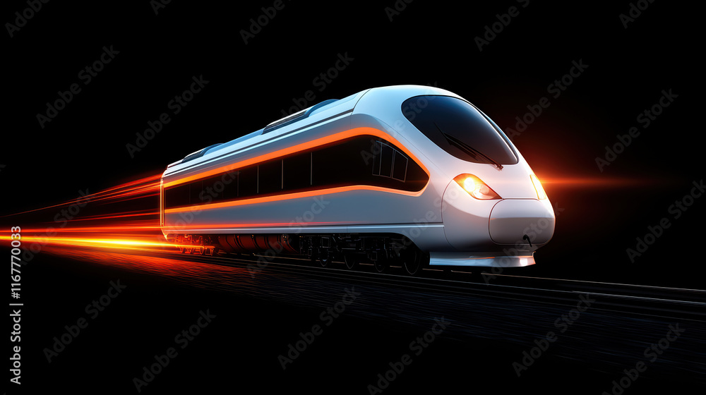 Naklejka premium High speed magnetic train in motion with glowing lights