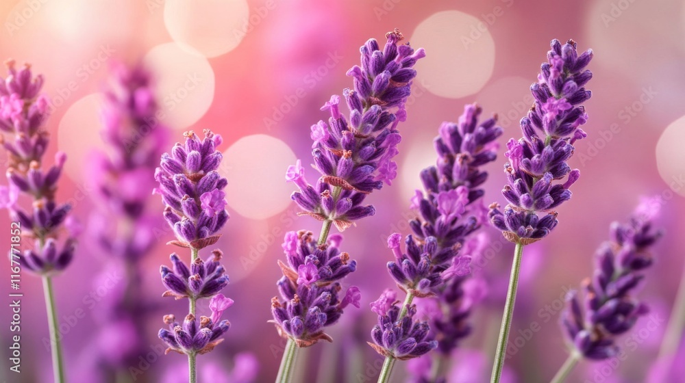 Fototapeta premium Closeup of several lavender blossoms in a field