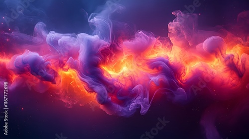 Abstract depiction of creative writing process with fluid inklike swirls and glowing highlights symbolizing inspiration flow and the power of storytelling photo