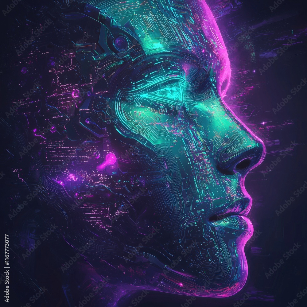 Futuristic Digital Profile of AI-Inspired Cybernetic Face
Futuristic Digital Profile of AI-Inspired Cybernetic Face