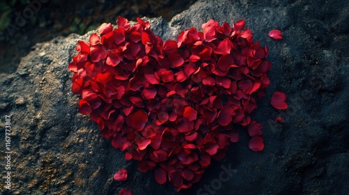 heart made of red rose petals