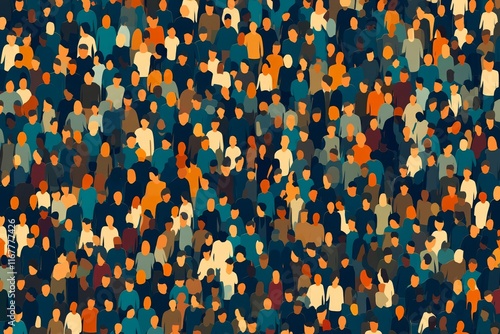The Force of the Masses: A Conceptual Crowds Illustration - Stock
