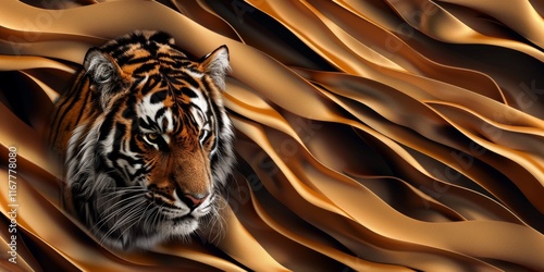 Abstract tiger themed banner.  photo