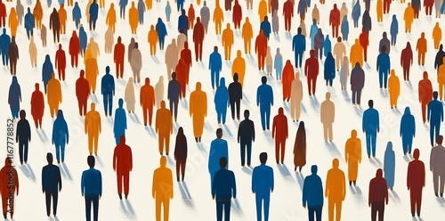 Diverse Cultures. Figures Showing Population Statistics and Interaction