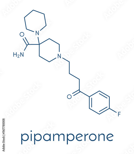 Pipamperone drug molecule. Skeletal formula.