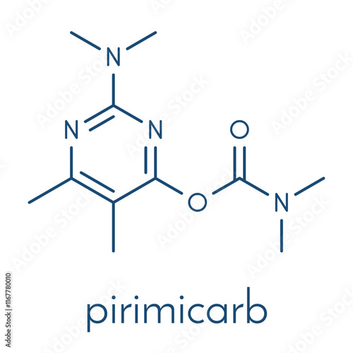 Pirimicarb insecticide molecule. Skeletal formula.