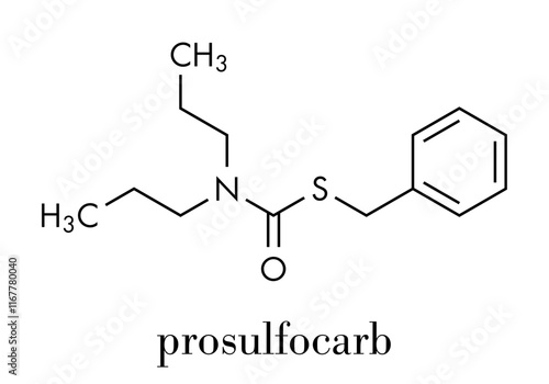 Prosulfocarb herbicide molecule. Skeletal formula.