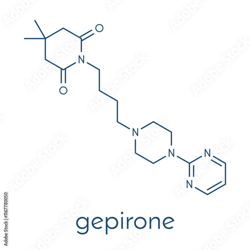 Gepirone drug molecule. Skeletal formula.