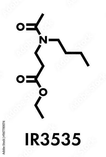 Ethyl butylacetylaminopropionate (IR3535) insect repellent molecule. Skeletal formula.