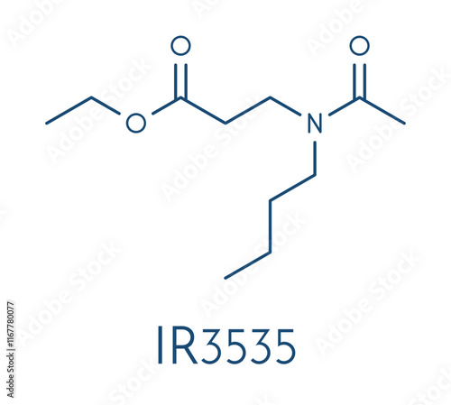 Ethyl butylacetylaminopropionate (IR3535) insect repellent molecule. Skeletal formula.