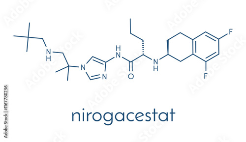 Nirogacestat cancer drug molecule. Skeletal formula.