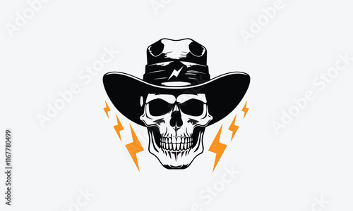 A skull in a cowboy hat 
