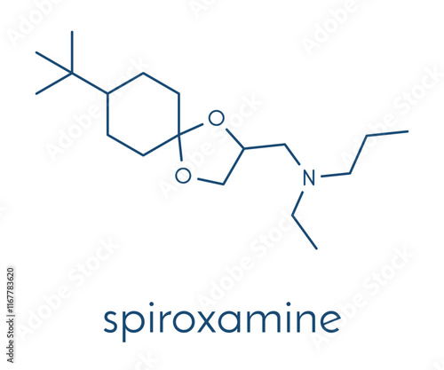 Spiroxamine fungicide molecule. Skeletal formula. photo