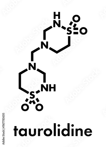 Taurolidine drug molecule. Skeletal formula.