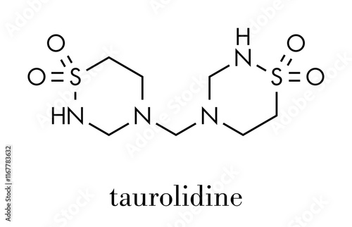 Taurolidine drug molecule. Skeletal formula.