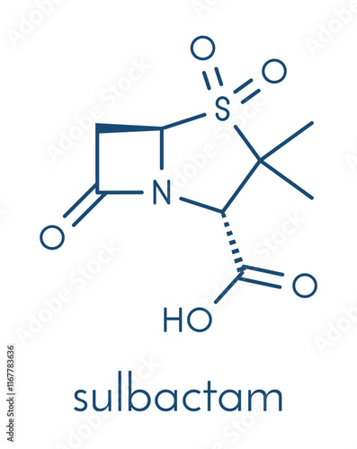 Sulbactam drug molecule. Skeletal formula. photo