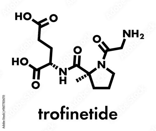 Trofinetide drug molecule. Skeletal formula.