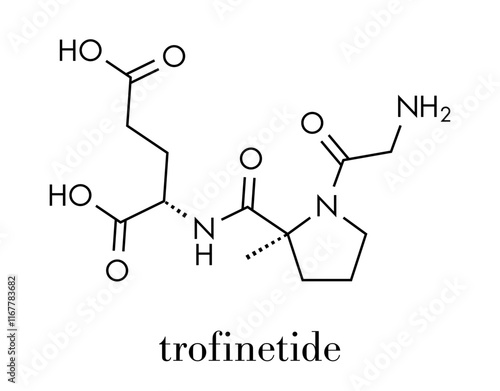 Trofinetide drug molecule. Skeletal formula.