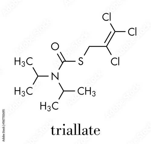 Triallate herbicide molecule. Skeletal formula.