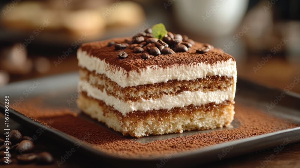 Tiramisu Dessert with Coffee Beans Tiramisu Dessert with Coffee Beans