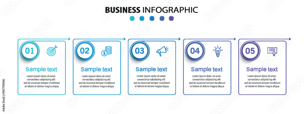 Fototapeta premium Business vector infographic template with 5 options or steps. Can be used for workflow layout, diagram, annual report, web design 