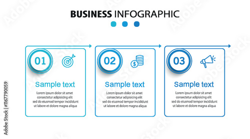 Infographic design template with icons and 3 options or steps. Can be used for process diagram, presentations, workflow layout, flow chart, info graph	