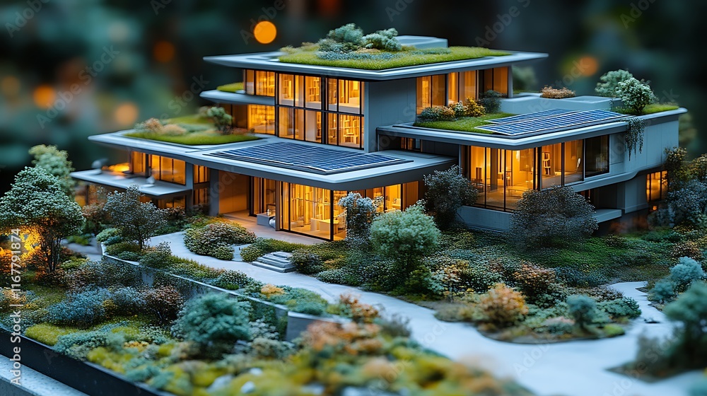 Modern eco-friendly house architectural model. Modern eco-friendly house architectural model.