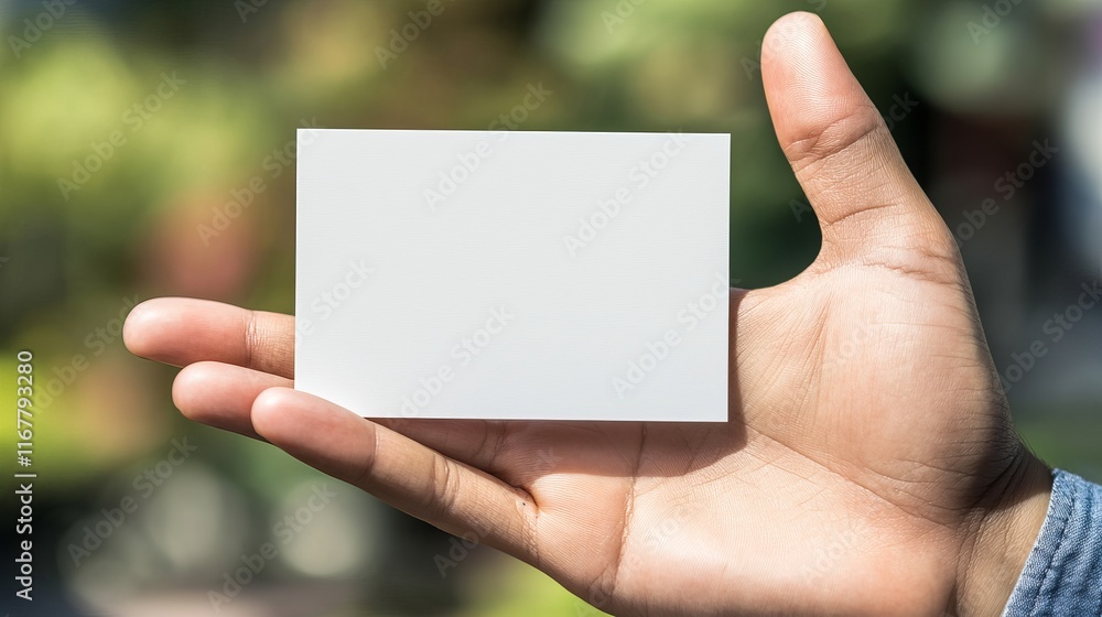 Blank White Card in Hand Blank White Card in Hand