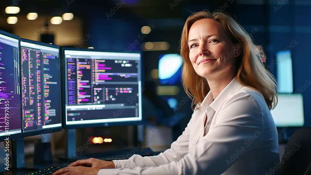 Data Analysis in Tech Workspace with Multiple Monitors Data Analysis in Tech Workspace with Multiple Monitors