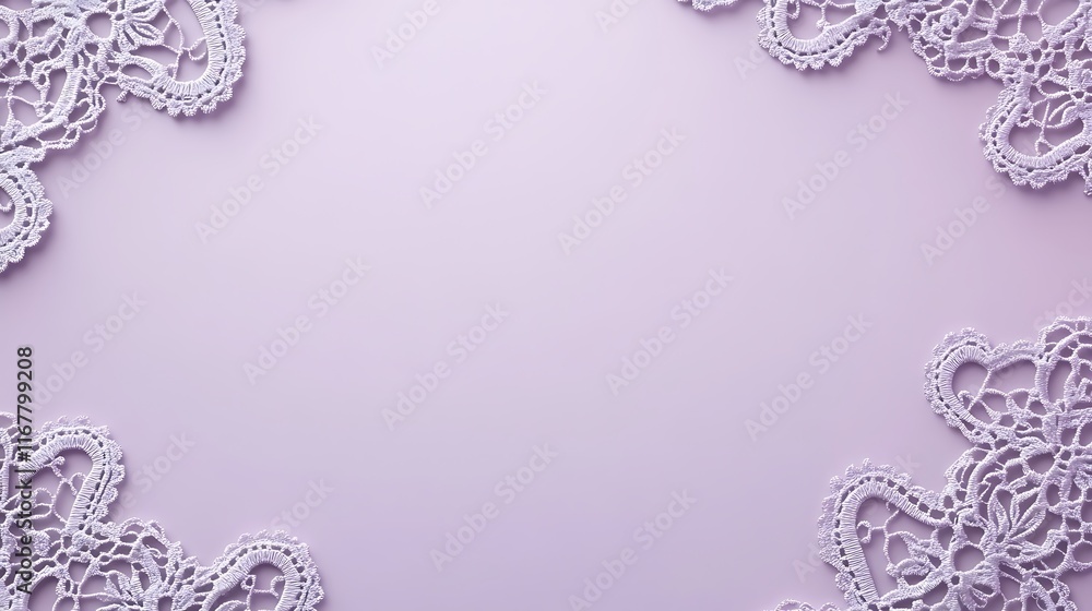 Delicate Lavender Lace Doilies Frame a Soft Background Delicate Lavender Lace Doilies Frame a Soft Background