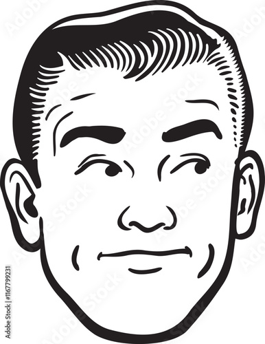 Midcentury man looking to his left