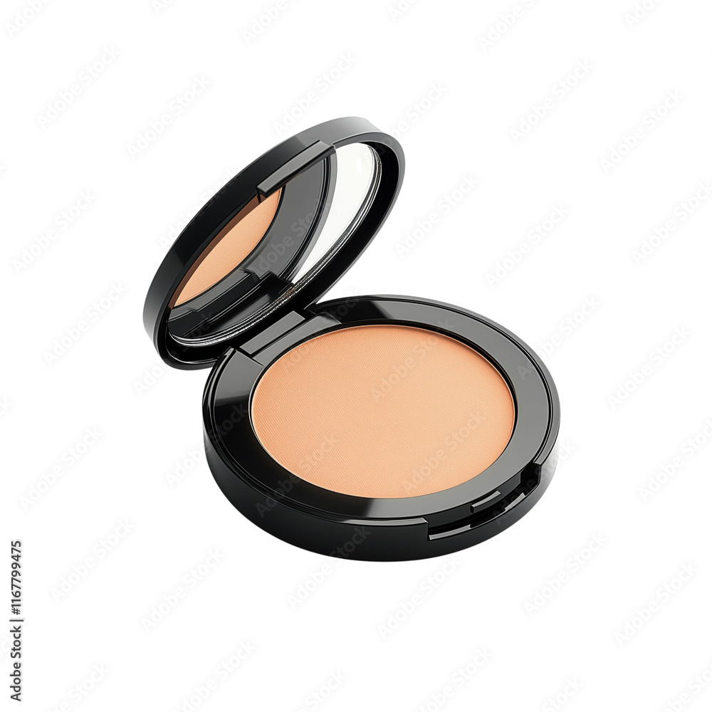 Compact powder case with mirror, isolated on white Compact powder case with mirror, isolated on white